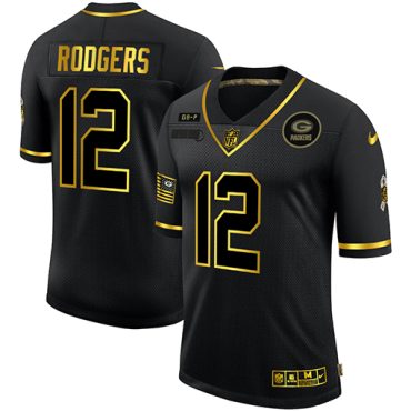 Aaron Rodgers Green Bay Packers #12 Black And Gold