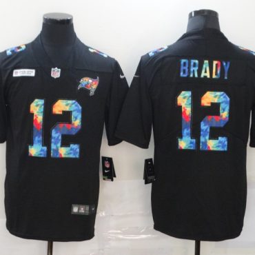 Tom Brady Tampa Bay Bucaneers #12 Black And Rainbow